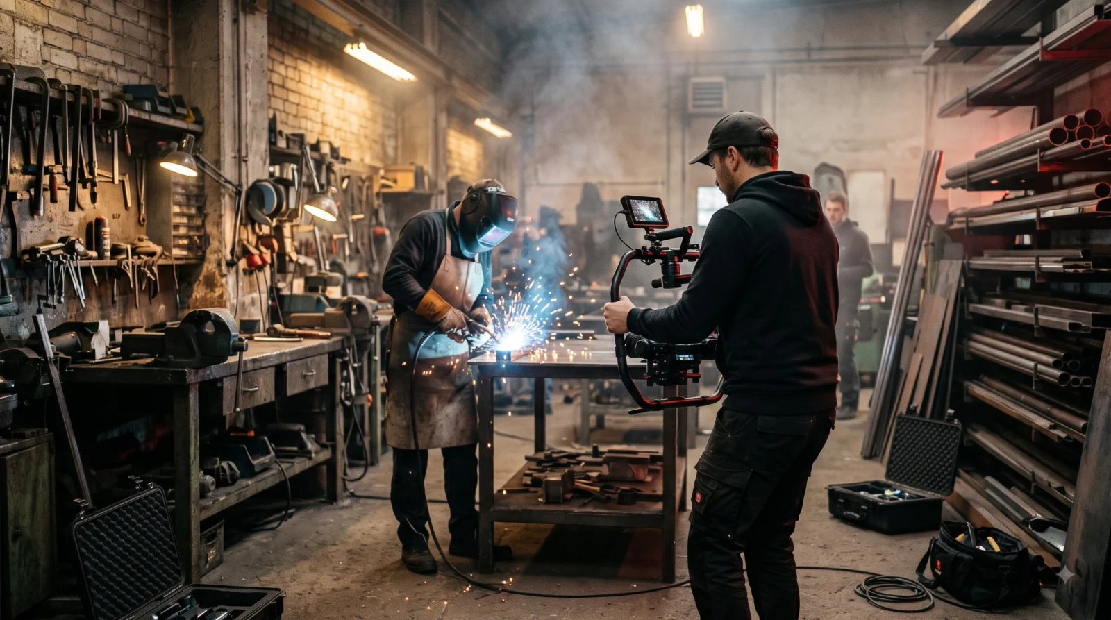 Dreh eines Imagefilms in einer Metallwerkstatt